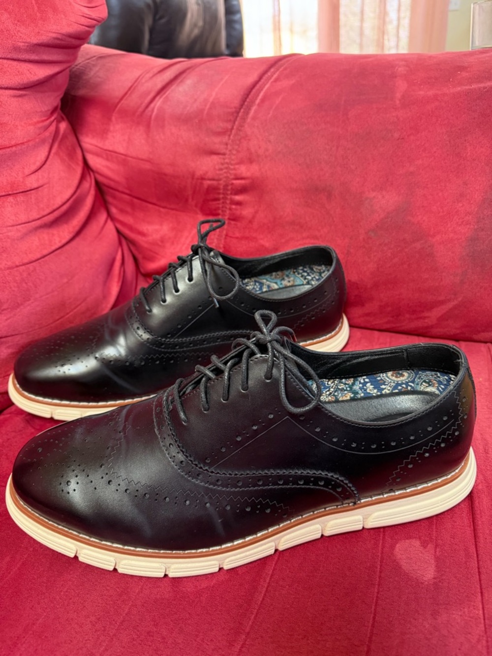 Men's Black Wingtip Derby with Cream Athletic Sole - Picture 4 of 7